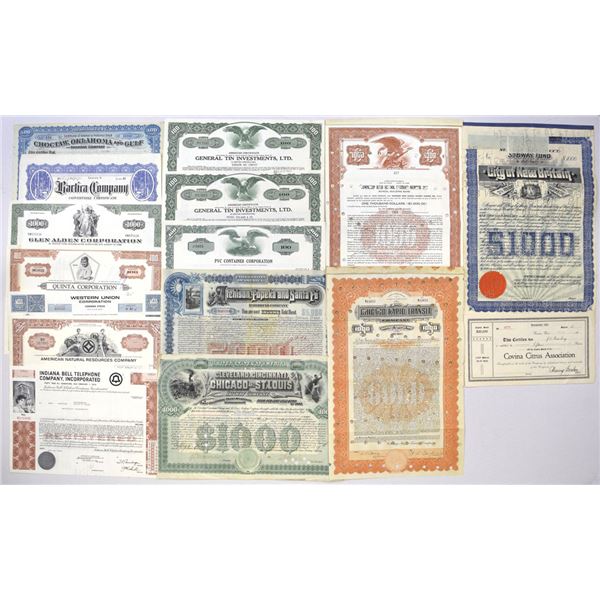 Railroad, Utility, and Corporate Stock & Bond Assortment, 1890s to 1970s