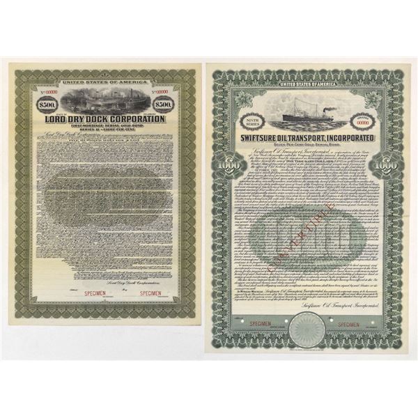 Shipping & Navigation Specimen Bond Pair, both dated 1920