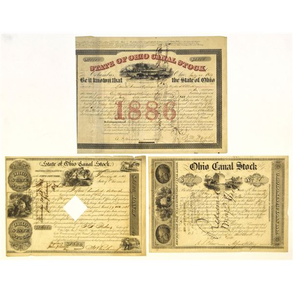 OH. State of Ohio Canal Stock, 1842 to 1859, I/C Bond Trio.