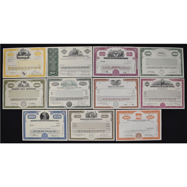Oil, Gas and Energy Stock and Registered Bond Specimen Certificate Collection, ca.1970s to 1990s