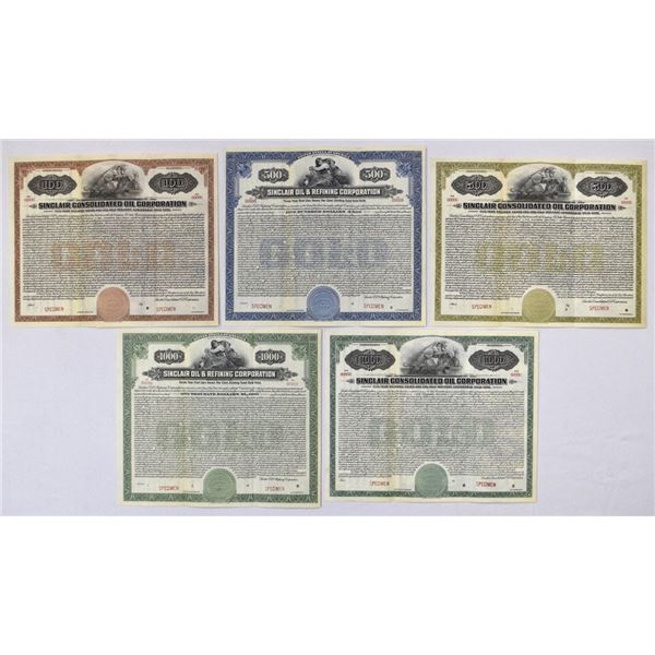 NY. Sinclair Consolidated Oil Corp., 1917 to 1920, Specimen Bond Assortment