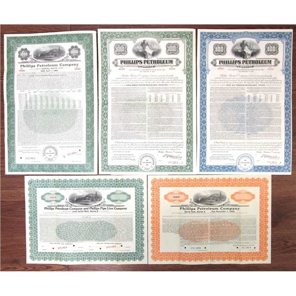 TX. Phillips Petroleum Co., ca.1930s to 1957, Assortment of Specimen Bonds