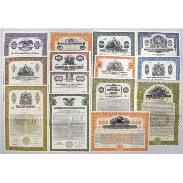 Water, Power, Light, Gas and Utilities, ca.1920-1970s, Specimen Registered and Coupon Bonds.