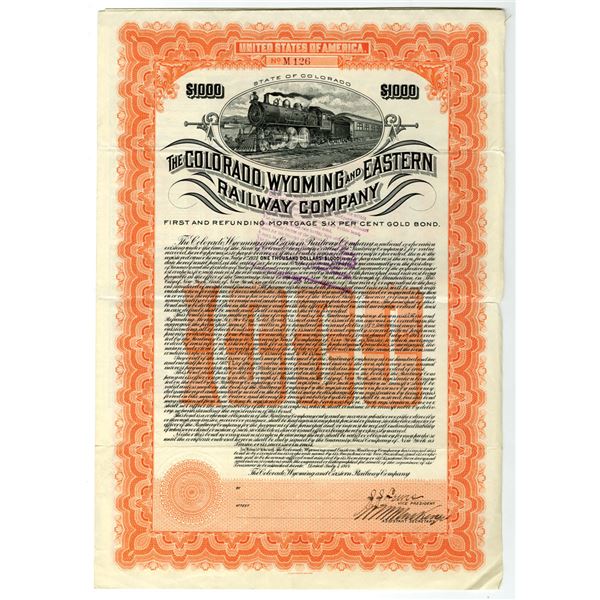 CO. Colorado, Wyoming and Eastern Railway Co., 1914, I/U Bond.