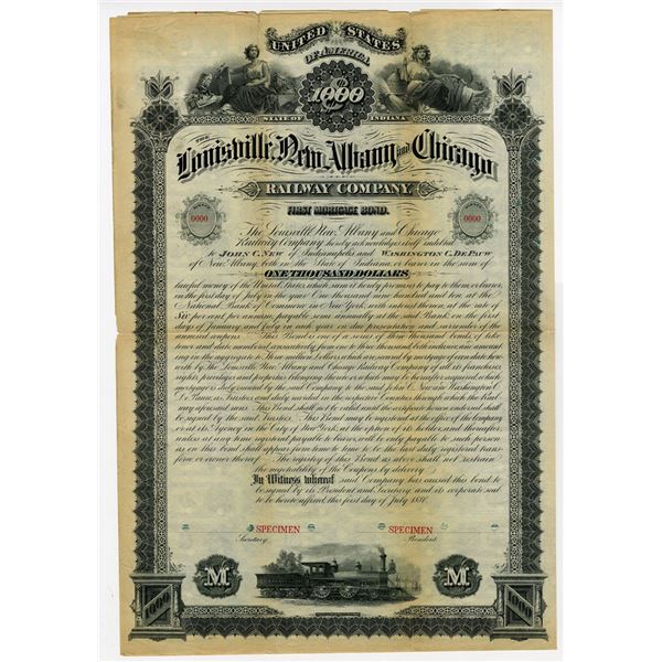 IN. Louisville, New Albany and Chicago Railway Co., 1880 Specimen Bond