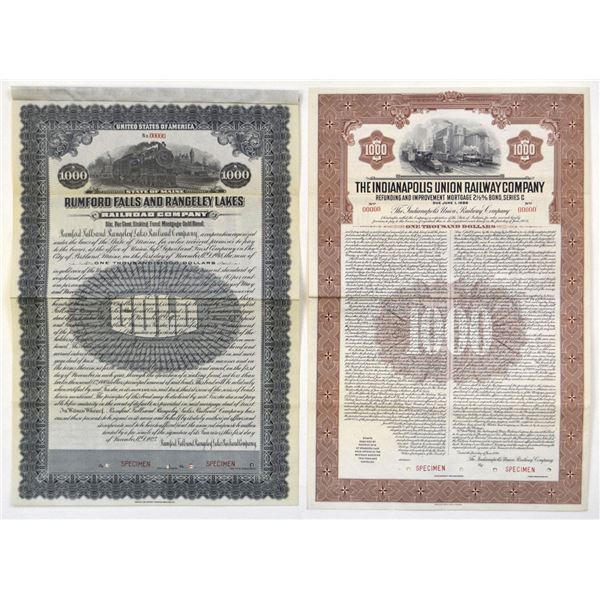 IN. ME. Indianapolis Union Railway & Rumford Falls and Rangeley Lakes Railroad, 1923 and 1946, Speci