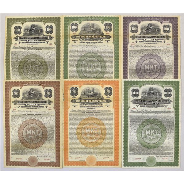 KS. Missouri-Kansas-Texas Railroad Co., 1922, Specimen Gold Coupon Bond Collection