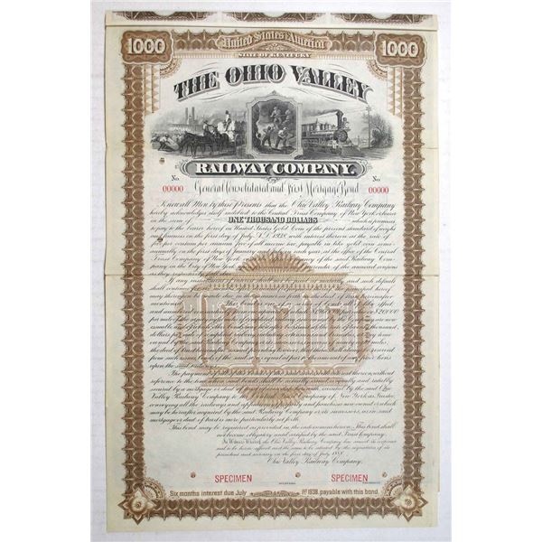 KY. Ohio Valley Railway Co., 1888 Specimen Coupon Bond