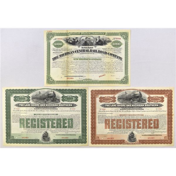 MI. Michigan Central and Lake Shore & Michigan Southern, ND (1890 to 1910s), Specimen Bond Trio.