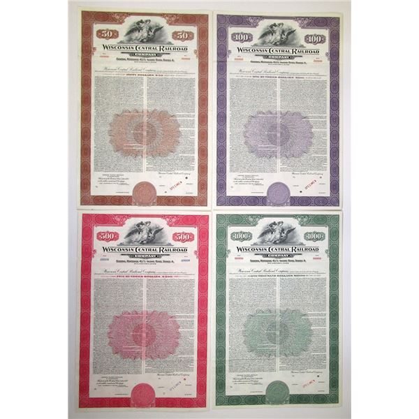 MN., and WI.. Wisconsin Central Railroad Co., 1954, Specimen 4 1/2% Series A General Mortgage Coupon