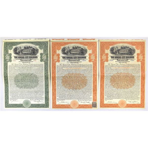 MO. Kansas City Railways Co., 1915, I/U Bond Trio.