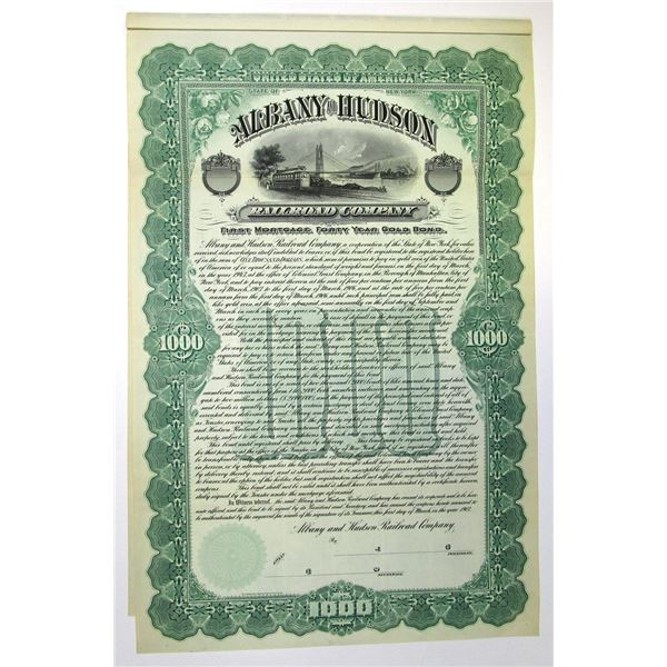 NY. Albany and Hudson Railroad Co., 1903, Specimen 4%  Gold Coupon Bond Rarity