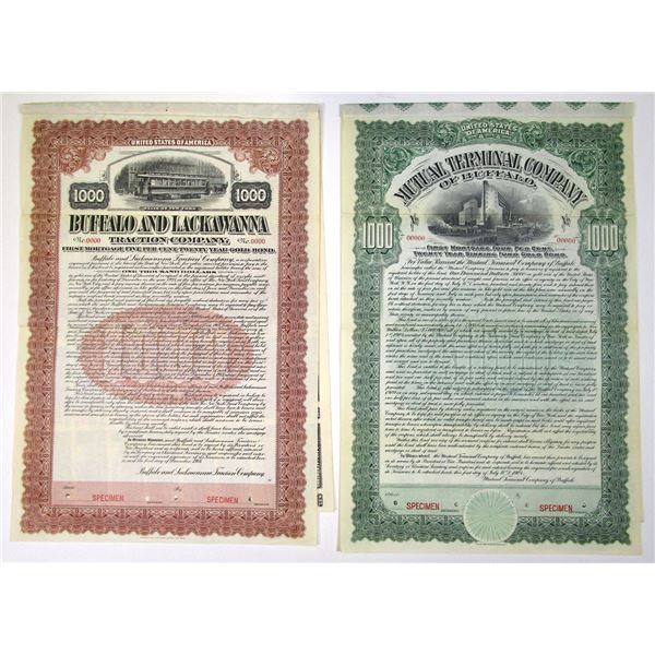 NY. Buffalo, New York 1904 & 1908, Specimen Gold Coupon Bond Pair.