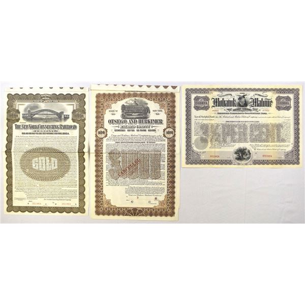 NY. New York Railroad Collection ca.1900 to 1912, Specimen Bond Trio