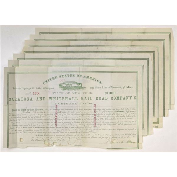 NY. Saratoga and Whitehall Rail Road Co., 1866, I/C Bond Group.