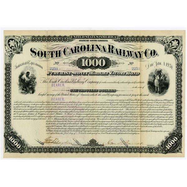 SC. South Carolina Railway Co., 1881 I/C Bond