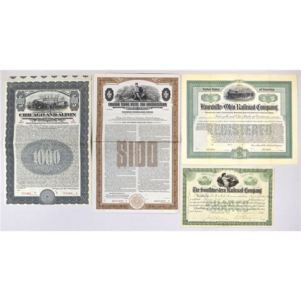 Midwest & Southern Railroad Specimen Bond and Stock Certificate Collection, 1896 to 1946.
