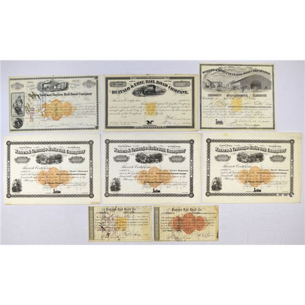 Railroad Stock Certificate Assortment, 1852 to 1873