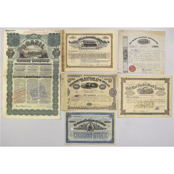 U.S. & Foreign Railroad Stock and Bond Certificate Collection, 1848 to 1907