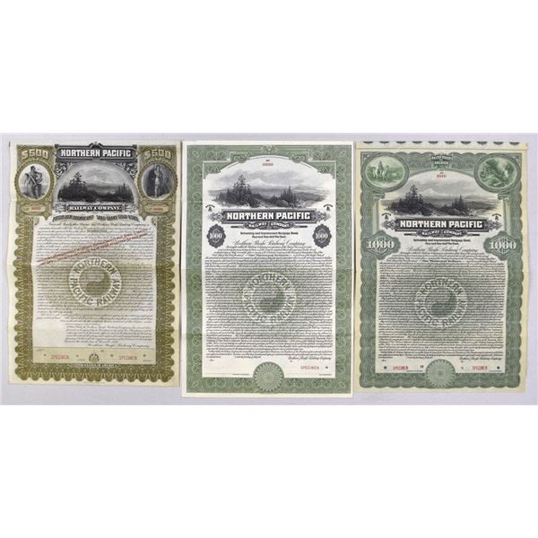 WI. Northern Pacific Railway Co., 1896 to 1914 Specimen Bond Trio