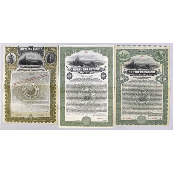 WI. Northern Pacific Railway Co., 1896 to 1914 Specimen Bond Trio