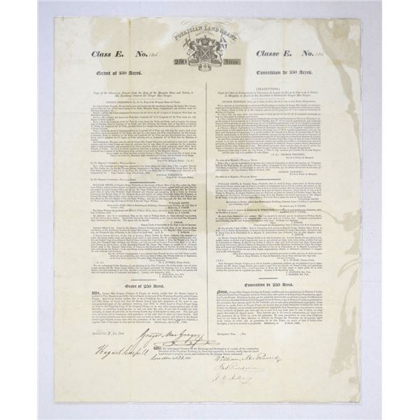 Great Britian. Poyais Land Grant for 250 Acres, 1834, I/U Certificate - Gregor MacGregor Scheme.