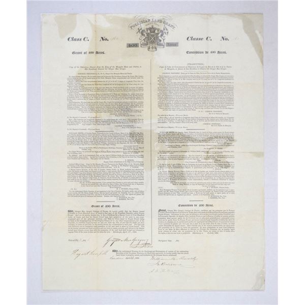 Great Britian. Poyais Land Grant for 400 Acres, 1834, I/U Certificate - Gregor MacGregor Scheme.