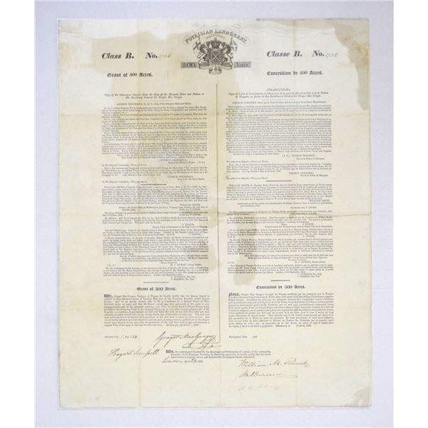 Great Britian. Poyais Land Grant for 500 Acres, 1834, I/U Certificate - Gregor MacGregor Scheme.
