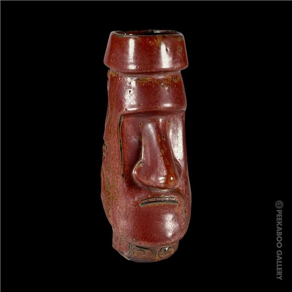 ARTIST'S PROOF MAX'S SOUTH SEAS HIDEAWAY MAROON MOAI TIKI MUG.