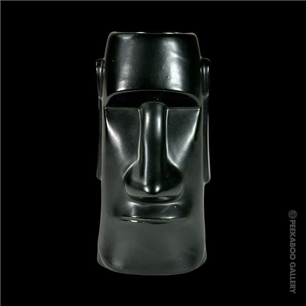 "THE TIKIS" THEME PARK BLACK MOAI TIKI MUG.