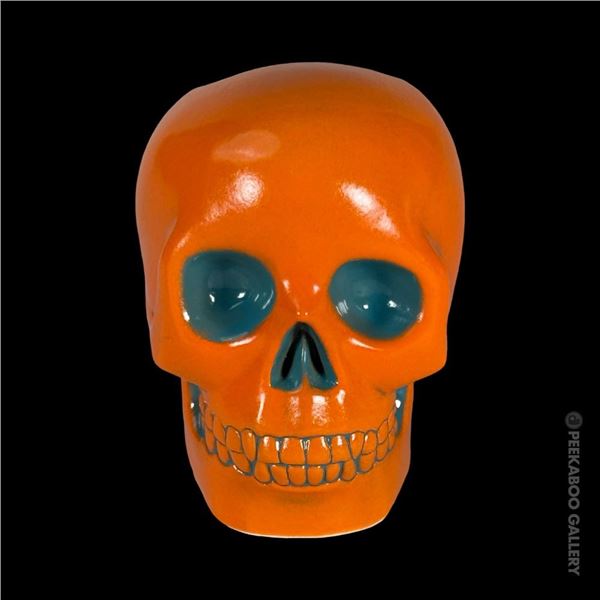 MUNKTIKI ORANGE & BLUE SKULL MUG NUMBERED 9/25.