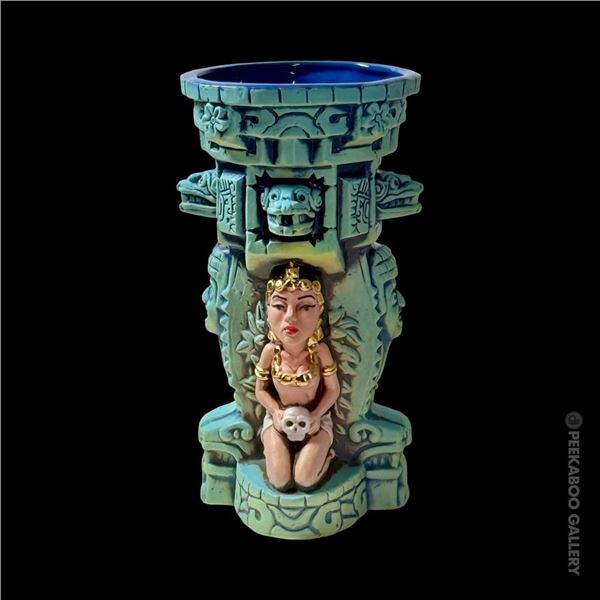 EXOTIKON 3 "ALTAR of SACRIFICE CHALICE" TIKI MUG - MAYAN BLUE