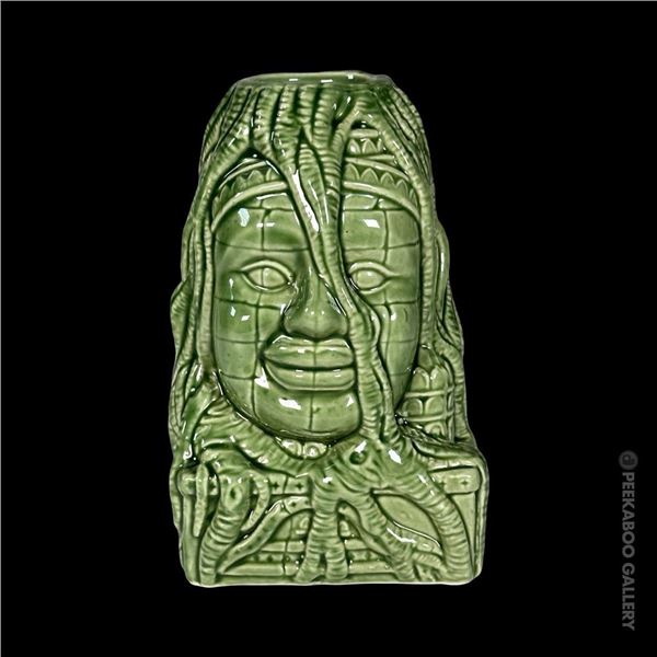 TRADER BRANDON'S GREEN FORBIDDEN RUINS TIKI MUG.