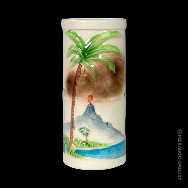 RARE KOWLOON PALM TIKI MUG w/ ORIGINAL OMC STICKER.