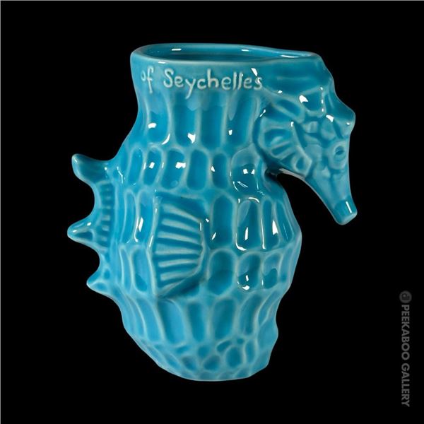 TRADER VIC'S OF SEYCHELLES BLUE SEAHORSE TIKI MUG.