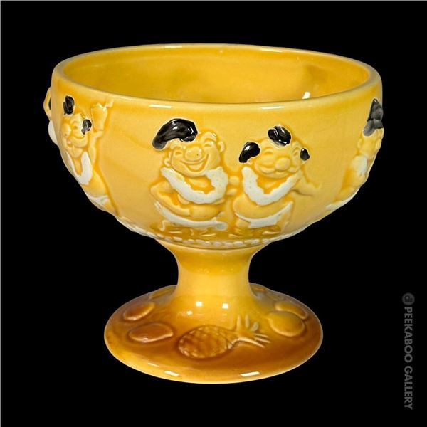 YELLOW TRADER VIC'S DANCING MENEHUNE TIKI BOWL.