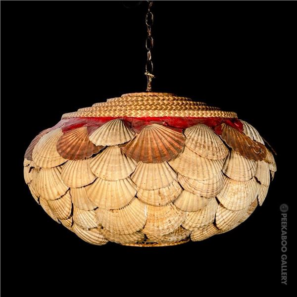 COLOSSAL SEA & JUNGLE - BARBARA TOBECKSON BAKESHELL SHELL SWAG TIKI LAMP FROM AKU-AKU, MASSACHUSETTS