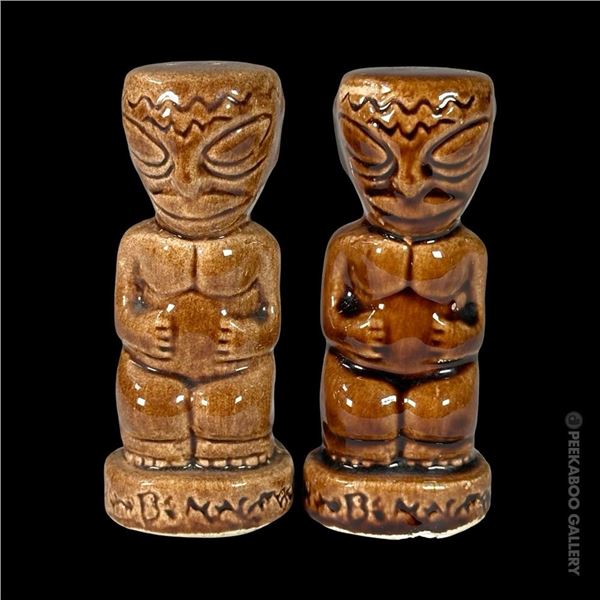 SCARCE DON THE BEACHCOMBER TIKI SALT & PEPPER SHAKERS.