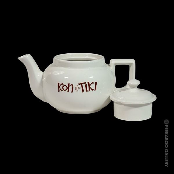 VINTAGE WALKER CHINA "KON-TIKI" (WHITE) TEA SERVING POT w/ LID.