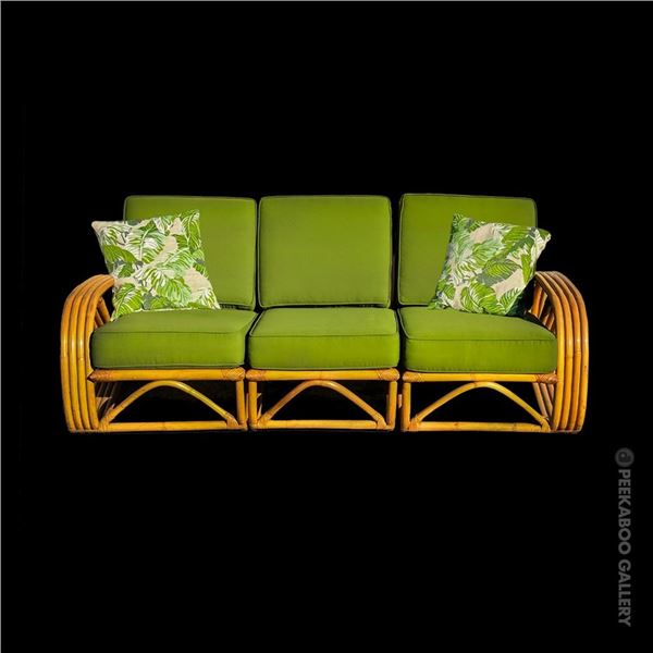 BEAUTIFUL 1950s PAUL FRANKL? "FOUR-BAND" SECTIONAL SOFA/CHAIR COMBO.
