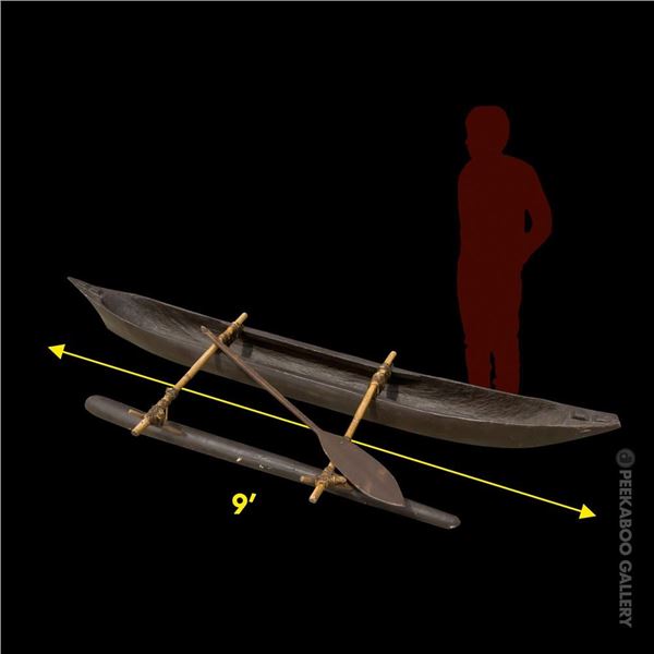 MARVELOUS VINTAGE OCEANIC ARTS FIBERGLASS SAMOAN OUTRIGGER CANOE.