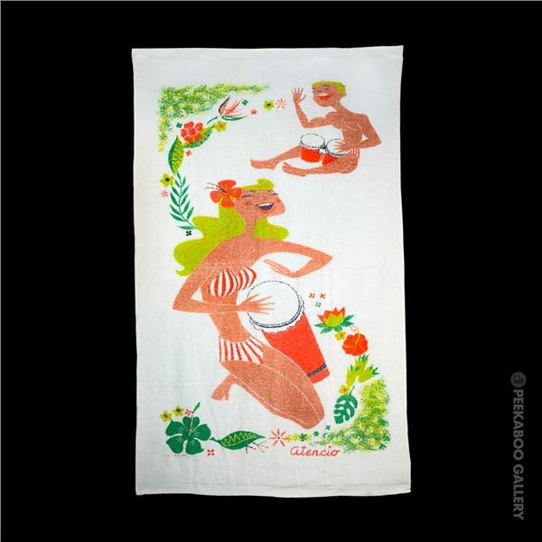 DISNEY IMAGINEER HAUNTED MANSION - PIRATES OF THE CARIBBEAN - XAVIER ATENCIO BEACH PARTY TOWEL.