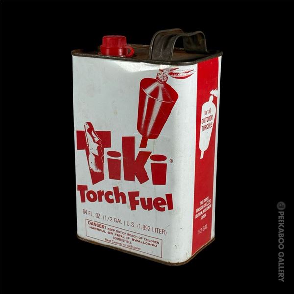 VINTAGE "TIKI TORCH FUEL" CAN WITH MOAI TIKI LOGO