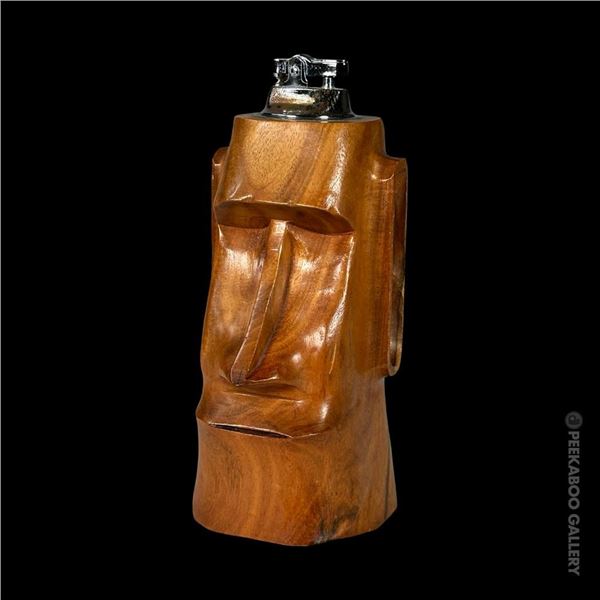 CARVED MOCK-OCEANIC ARTS MOAI TABLE LIGHTER.