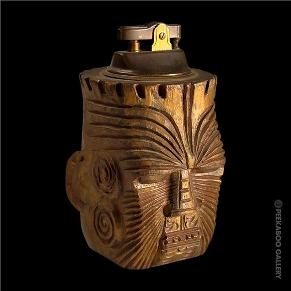 ULTRA RARE TRADER VIC'S MAORI LAMP HEAD TIKI TABLE LIGHTER.