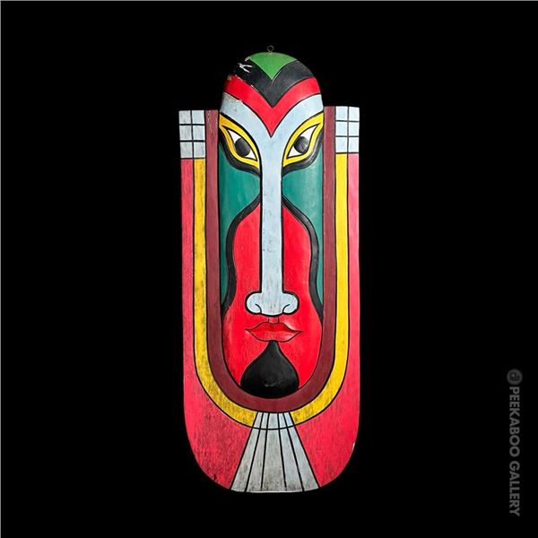 TOTAL POLY-POP NAIVE FANTASY PAINTED TIKI SHIELD PANEL.
