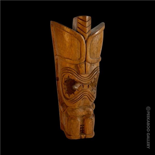 CARVED STYLIZED HAWAIIAN WAR GOD TIKI FIGURE.