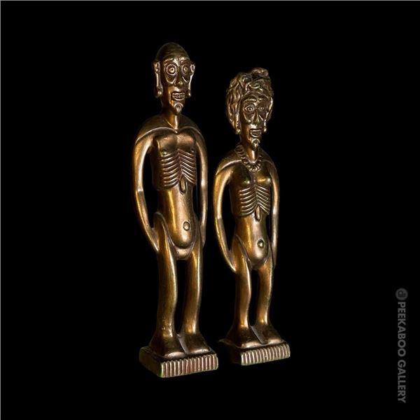 MID-CENTURY MOD STYLIZED CERAMIC EASTER ISLAND RAPA NUI ANCESTRAL FIGURES.