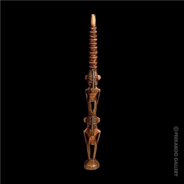 OCEANIC ARTS "BIG TRIP" PAPUA NEW GUINEA ANCESTOR POST STACKED TIKI POLE.