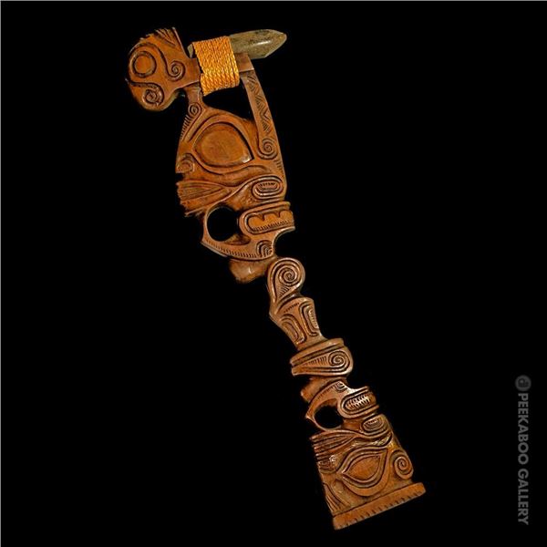 HAND CARVED MARQUESAN CEREMONIAL STONE ADZE "KEE TOKI".